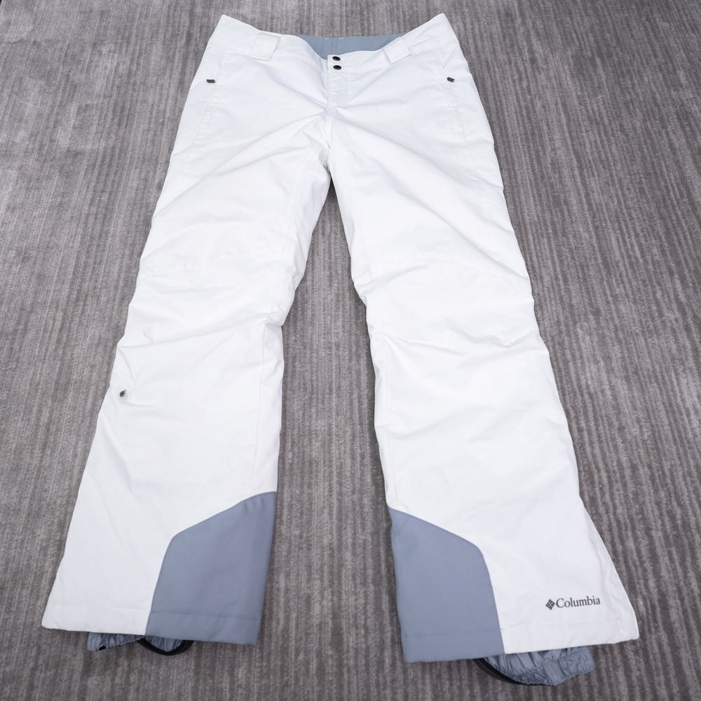 Columbia Snow Pants Womens Large White Excellent Omni-Heat Ski Snowboard WL1068